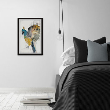 "Flying Festive Parrot" Framed Painting Print