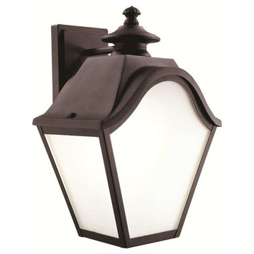 Black With Frosted Glass Exterior Wall Fixture