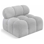 Meridian Furniture - Ames Boucle Fabric Modular Chair, Grey, Armless Chair - Introduce a touch of modern sophistication to your living area with the exquisite Ames Boucle Fabric Armless Chair. With plush grey boucle fabric and unique design, it will elevate the visual appeal of your living space. This elegant and captivating armless chair an be mixed and matched with other pieces from the collection to create an endless array of stunning looks. So, get ready to transform your living area into an inviting and stylish haven with the Ames Boucle Fabric Armless chair.