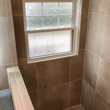 Curbless Shower With Double Vanity & Backlit Mirrors