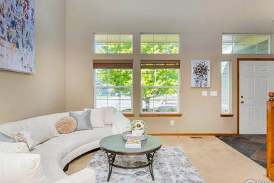 Example of a trendy living room design in Denver