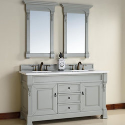 60 inch Urban Grey Finish Double Traditional Bathroom Vanity Optional Top - Bathroom Vanities And Sink Consoles