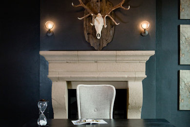 Example of a transitional home office design in Oklahoma City