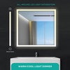 Aluminum Mirror, LED Anti-Fog, Warm/Cool Light Feature, 18x24, Rectangular