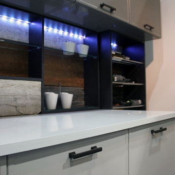 Rustic barn wood backsplash