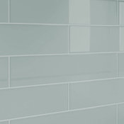 Stone Gray Glass Tile, Medium/Light Gray With Cool Hue, 3"x12" Tiles, Set of 40