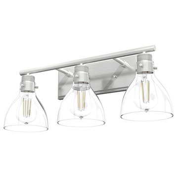 Van Nuys Brushed Nickel With Clear Glass 3 Light Vanity Wall