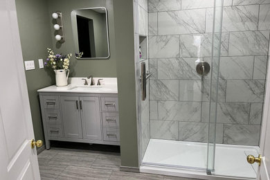 Large tuscan bathroom photo in Vancouver