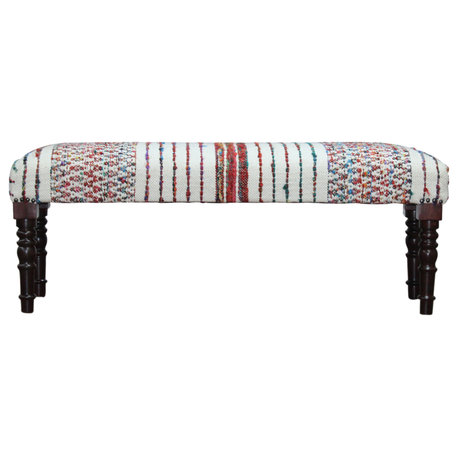 Colorful Chevron and Striped Chindi Bench, 47" Length