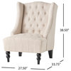 Classic Accent Chair, Oversized Padded Seat With Button Tufted Wingback, Beige
