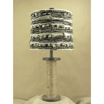 Wooden Spool Table Lamp and Shade