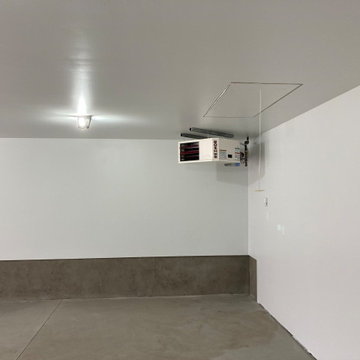 Finished Garage interior with heater