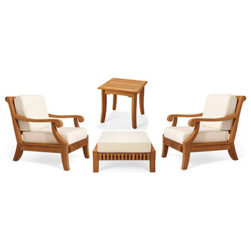 4-Piece Giva: 2 Sofa Lounge Chair, Side Table, Ottoman Natural Sunbrella Cushion