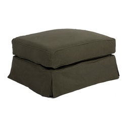 Sunset Trading - Ottoman Slip Cover, Forest Green - Slipcovers And Chair Covers