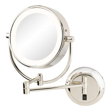 NeoModern LED Lighted Magnified Makeup Mirror--2 Light Colors, Polished Nickel