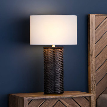 Scandinavian Table Lamp 17.5''W x 17.5''D x 30''H, Blackened Wood Finish