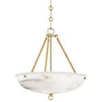 Hudson Valley Lighting - Somerset 3-Light Pendant by Mark D. Sikes, Aged Brass Frame, Alabaster Shade - Enduring materials and an elegant shape enhance Somerset's distinguished nature. The natural marble dome diffuses light beautifully, accented with a delicate brass finial for added finesse. Available as a flush mount and pendant.