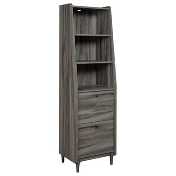 Sauder Harvey Park Engineered Wood Narrow Bookcase in Jet Acacia/Dark Wood