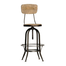 Industrial Back Bar Stools and Counter Stools | Houzz - Dovetail Furniture - Ford Industrial Adjustable Bar Counter Stool With Back,  Set of 2 -