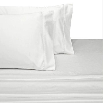 King Size 600 Thread Count 100% Cotton Sheet Sets Solid (White)