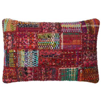 Multi Weave Pillow  - Red, Multi, 13"x21" Cover with Poly