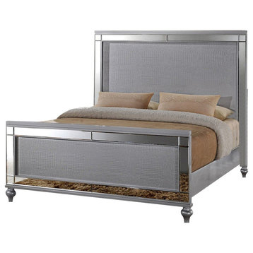 New Classic Valentino King Panel Bed, Silver