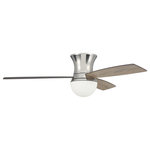 Craftmade - Daybreak 1 Light 52 in. Indoor Ceiling Fan, Polished Nickel - Excellent performance and contemporary style combine with the convenient features of a smart fan in the 52" Daybreak Smart flushmount ceiling fan from Craftmade. The damp rated Daybreak 52" flushmount offers a low ceiling solution, quiet energy saving 6-speed, reversible DC motor, integrated dimmable LED light with reversible blades included and is easily controlled with either the included remote controls or the integrated WIFI featuring breeze and timer functions compatible for use with most smart home devices, smart phones and systems with no additional hub needed.