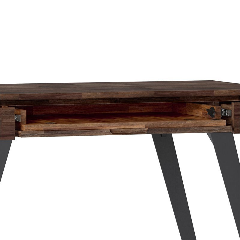 Simpli Home Lowry 44" Solid Wood Writing Desk in Distressed Charcoal ...