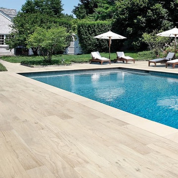 Pool with Wood Plank Tile Surround