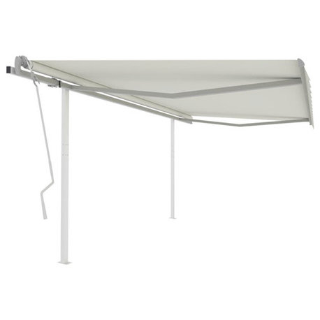 vidaXL Retractable Awning Sun Screen Patio Awning with Posts 13.1'x9.8' Cream