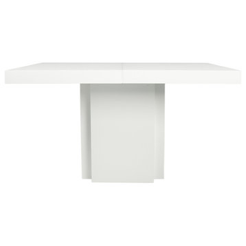 Contemporary Square Wood Dining Table, High Gloss White