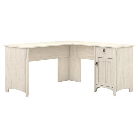 Salinas L Shaped Desk With Storage, Antique White