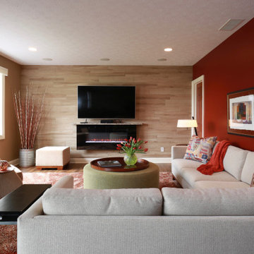 Spacious Seating Area with Sectional, High Back Chair, Cocktail Ottoman with Tra