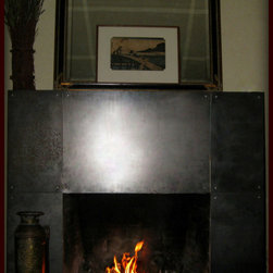 custom blue steel mantel - Indoor Fireplaces