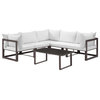 Fortuna 6-Piece Outdoor Aluminum Sectional Sofa Set, Brown White
