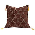 Bareen's Designer Rugs - Trellis Myrtus Chenille Decorative Contemporary Turkish Pillow, Brown - Embellish your home with this timeless casual chic Turkish decorative throw pillow. Handmade Jacquard woven on heavy Chenille fabric in a Turkish classic design inspired by an antique oriental tapestry, these exquisite pillows are a perfect addition to any decor. Made in a beautiful vibrant color pallet these beautiful pillows are double sided with a beautiful repetitive geometrical, naturalistic floral and traditional pattern. Masterfully artisan-crafted with a contemporary fashion palette producing bold intricate sharp patterns makes these decorative pillows a standout piece in any decor.