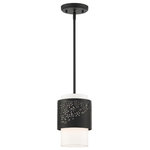 Livex Lighting - Livex Lighting 46259-04 Noria, 1 Light Pendant, Black - The Noria collection combines an intricate organicNoria 1 Light Pendan Black Off-White FabrUL: Suitable for damp locations Energy Star Qualified: n/a ADA Certified: n/a  *Number of Lights: 1-*Wattage:40w Medium Base bulb(s) *Bulb Included:No *Bulb Type:Medium Base *Finish Type:Black
