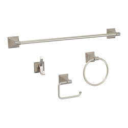 Designers Impressions - 400 Series 4-Piece Satin Nickel Bathroom Hardware Set - Bathroom Accessory Sets