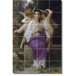 Picture-Tiles.com - William Bouguereau Angels Painting Ceramic Tile Mural #61, 48"x72" - Mural Title: Leveil Du Coeur