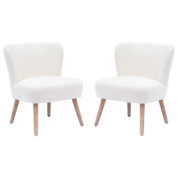 Genevieve 25" Wide Upholstered Boucle Accent Chairs Set of 2, Cream