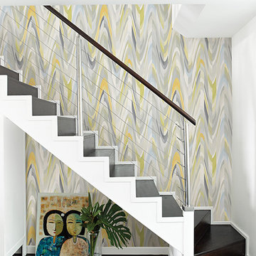 Aurora Yellow Geometric Wave Wallpaper