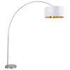 LumiSource Salon Floor Lamp With Satin Nickel Base and White Shade With Gold
