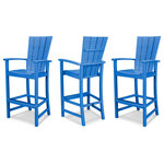 Polywood - POLYWOOD Quattro 3-Piece Bar Set, Pacific Blue - With curved arms and a contoured seat and back for comfort, this set of three Quattro Adirondack Bar Chairs is ideal for dining and entertaining at your built-in outdoor bar. Constructed of durable POLYWOOD lumber available in a variety of attractive, fade-resistant colors, this all-weather bar chair will never require painting, staining, or waterproofing.