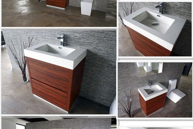 Bliss 30" Walnut Floor Mount Modern Bathroom Vanity