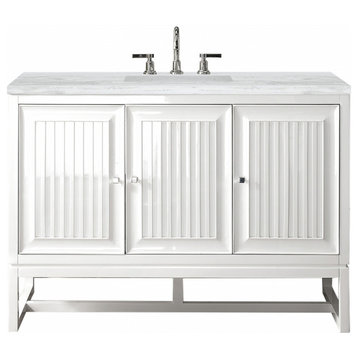 48 Inch Modern White Single Sink Bathroom Vanity Solid Surface, James Martin