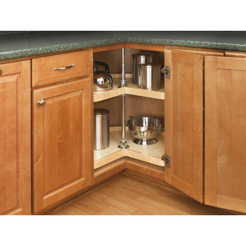 Wood Kidney 2-Shelf Lazy Susans for Corner Base Cabinets, 24"