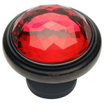 Cosmas - Round Cabinet Knob, Oil Rubbed Bronze and Red Glass - Manufacturer: Cosmas