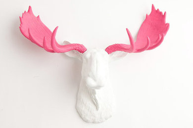 Hellostore Голова декоративная Белый лось, цветные рога