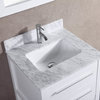 24" White Bathroom Vanity With Marble Top & Backsplash, Single Hole Sink Top