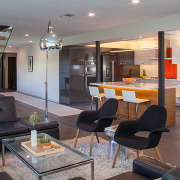 Kitchen with an ocean view
